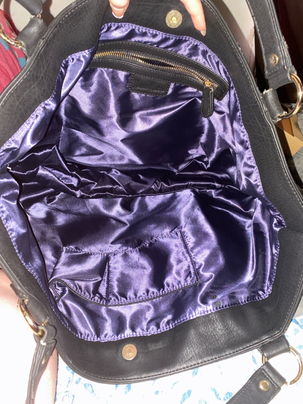Woven Black Leather Tote Handbag - Unbranded - Picture 3 of 4